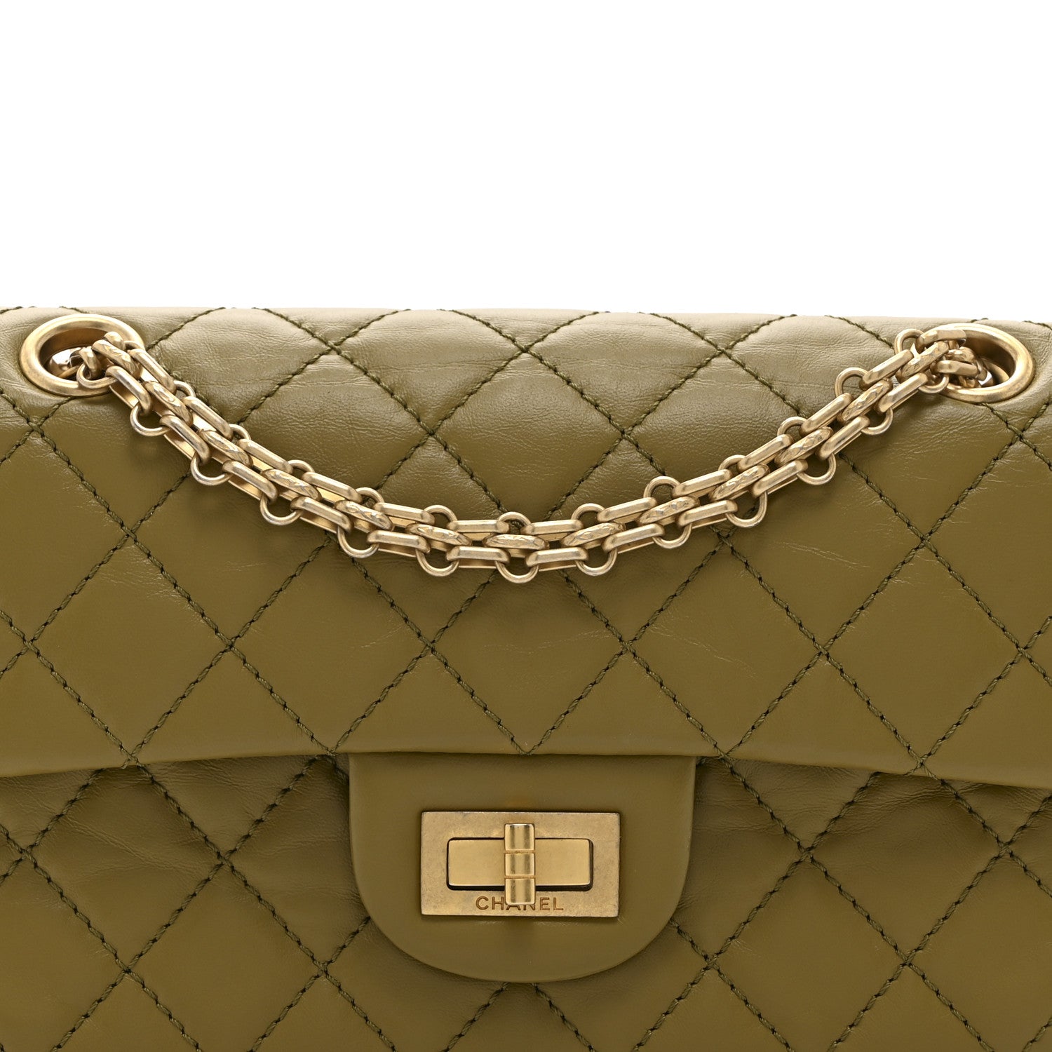 Chanel Aged Calfskin Quilted 2.55 Reissue 224 Flap  Khaki 8 of 10