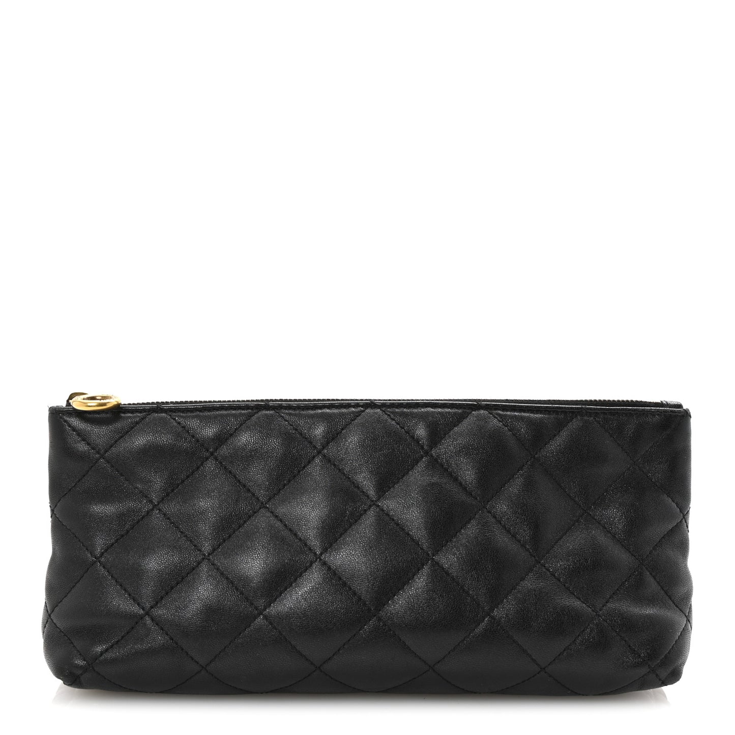 Lambskin Quilted Icare Cosmetic Pouch Black