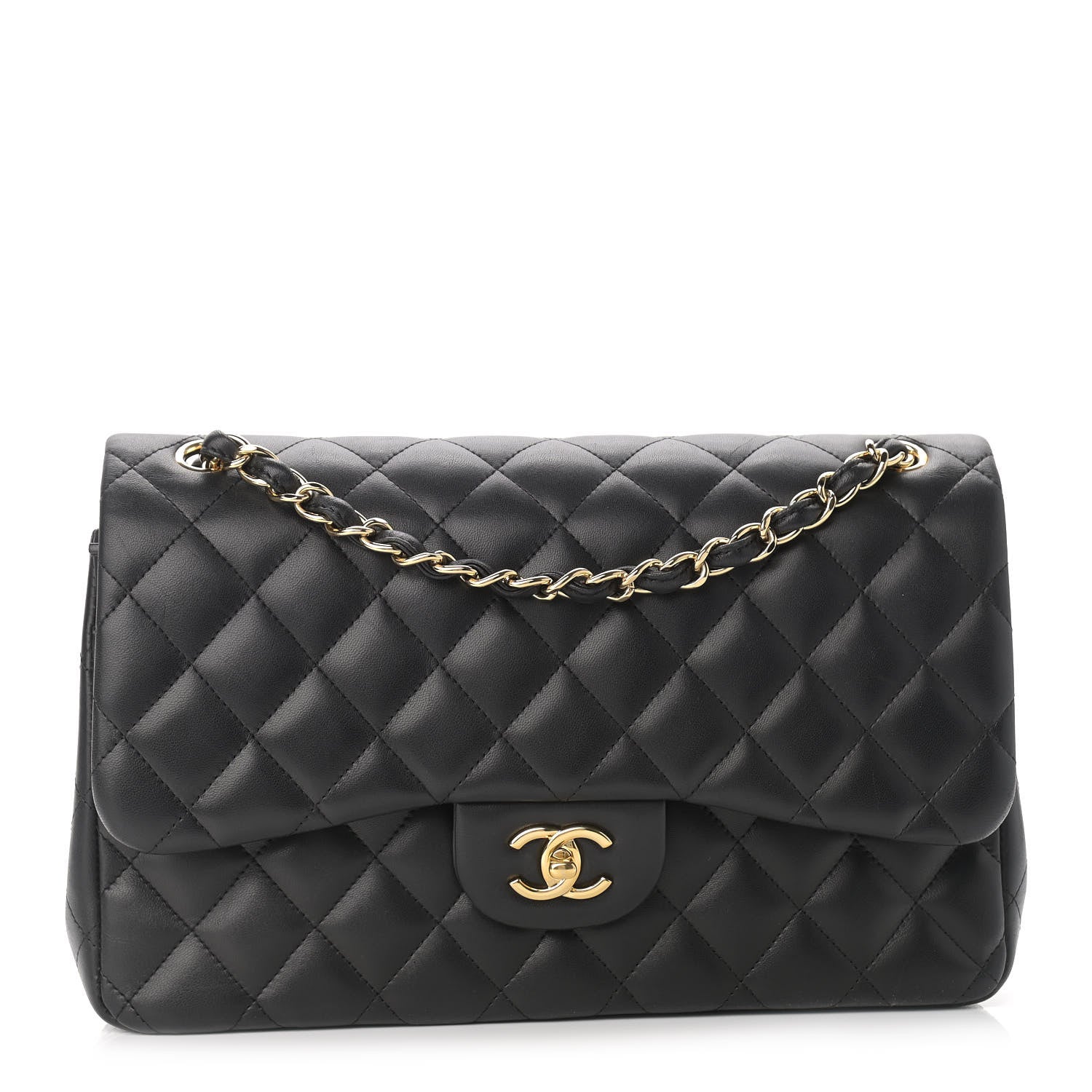 Chanel Lambskin Quilted Jumbo Double Flap Black 1 of 9
