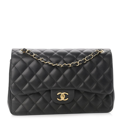Chanel Lambskin Quilted Jumbo Double Flap Black 1 of 9