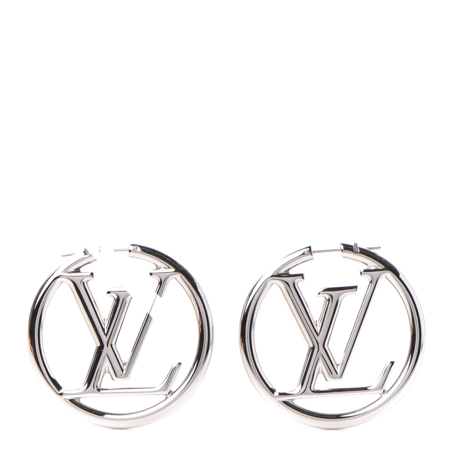 Louis Vuitton Palladium Louise Hoop Earrings Silver 1 of 5
