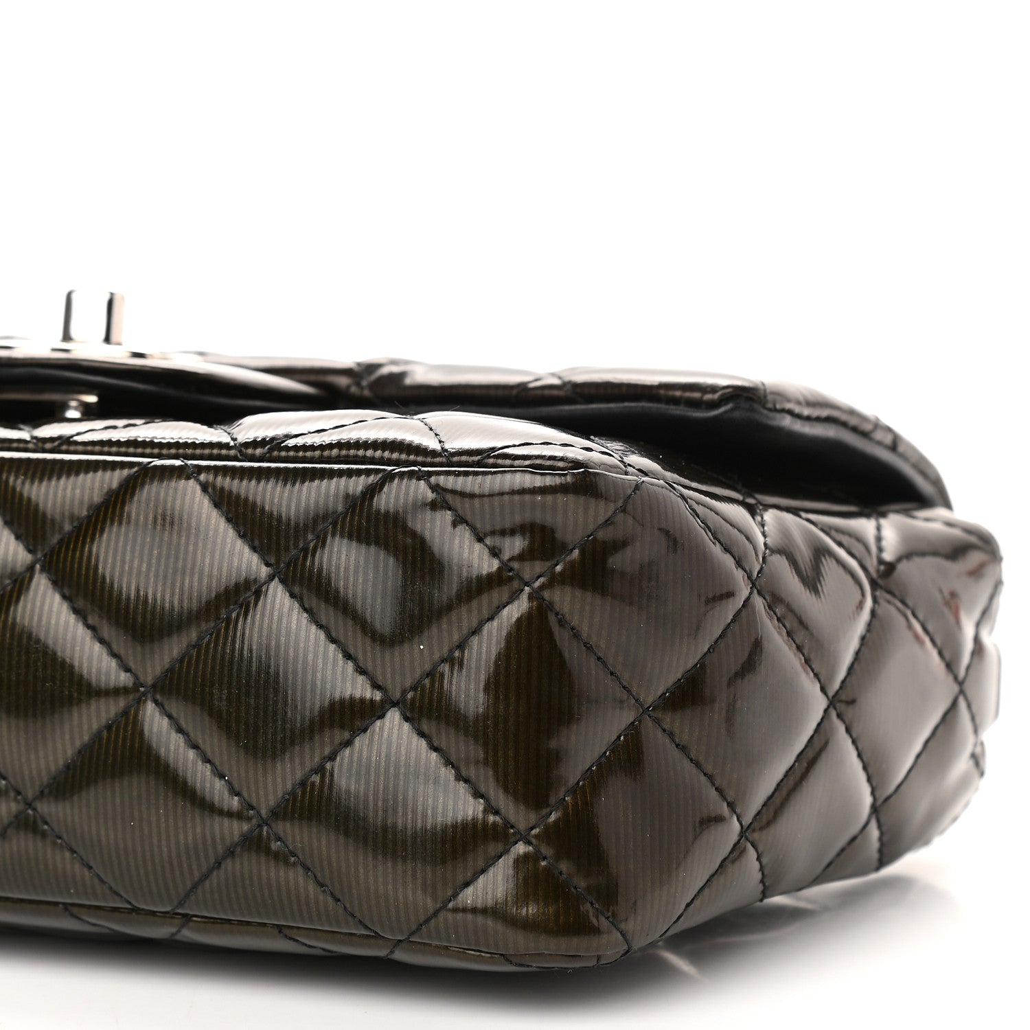 Chanel Striated Patent Quilted Mini Rectangular Flap Black 9 of 9