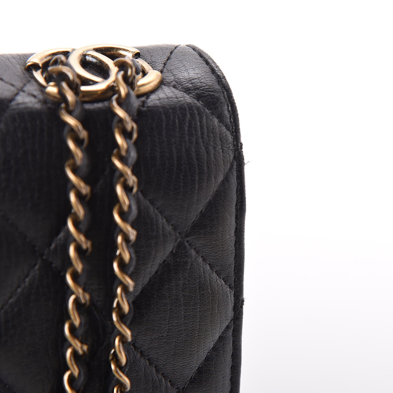 Chanel Calfskin Quilted CC Eyelet Wallet On Chain WOC Black 13 of 17