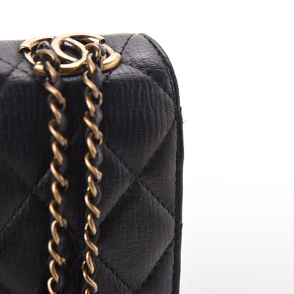 Chanel Calfskin Quilted CC Eyelet Wallet On Chain WOC Black 13 of 17