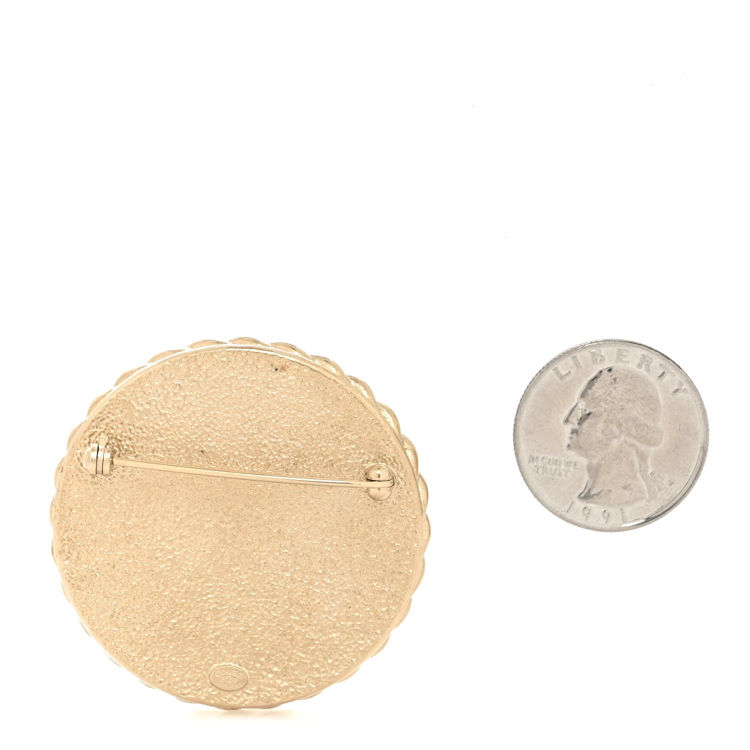 Chanel Logo Button Brooch Red Black 2 of 3