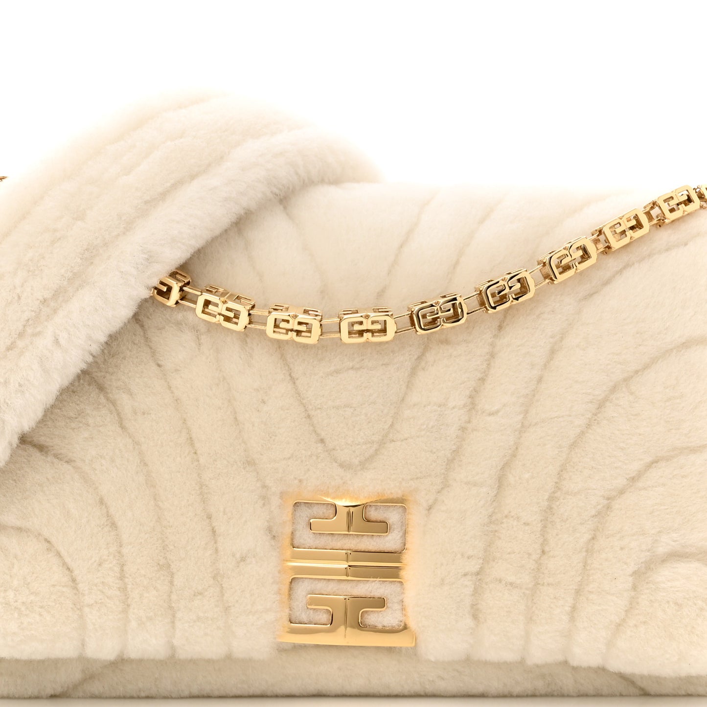 Shearling Quilted Small 4G Shoulder Bag Ivory