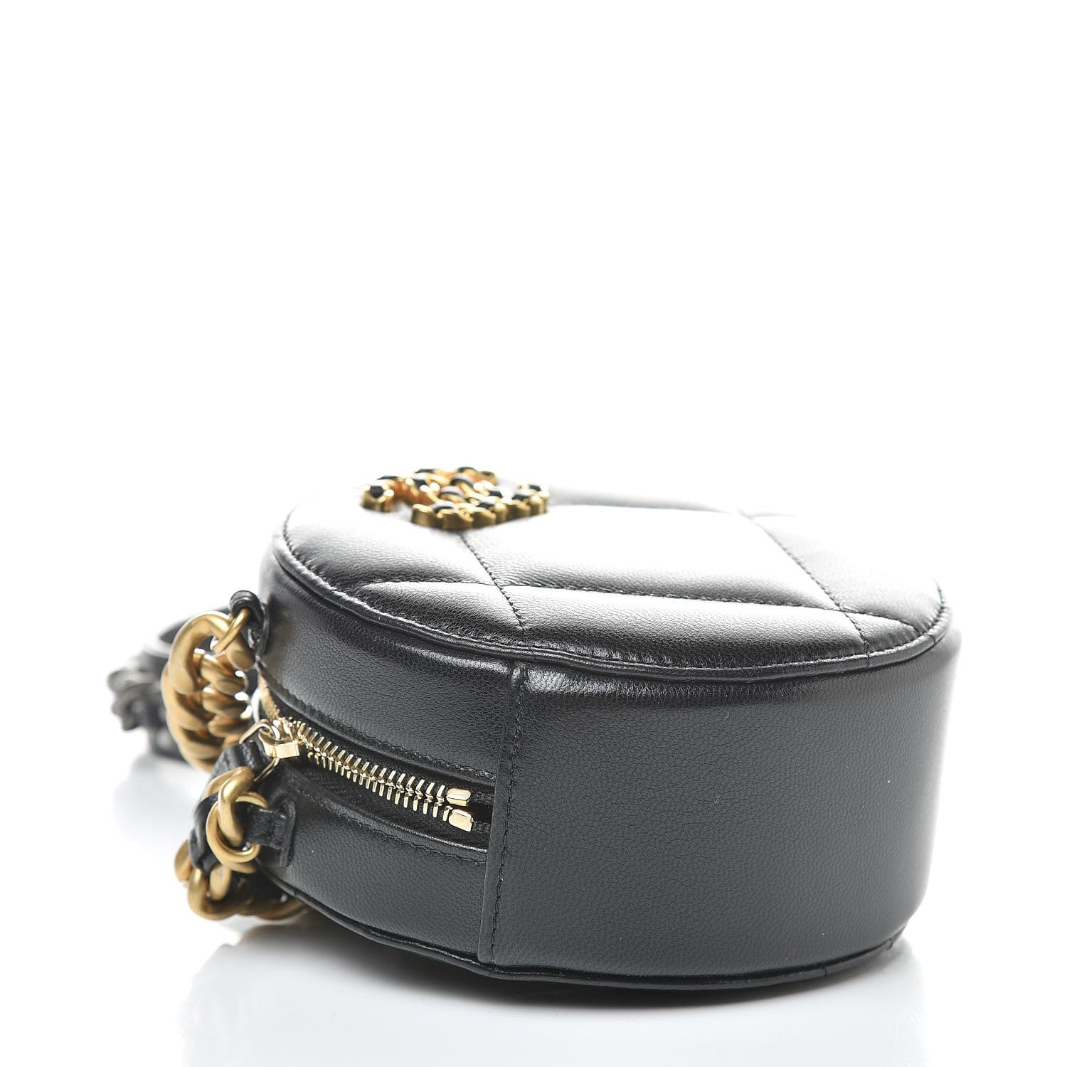 Chanel Lambskin Quilted 19 Round Clutch With Chain Black 4 of 11