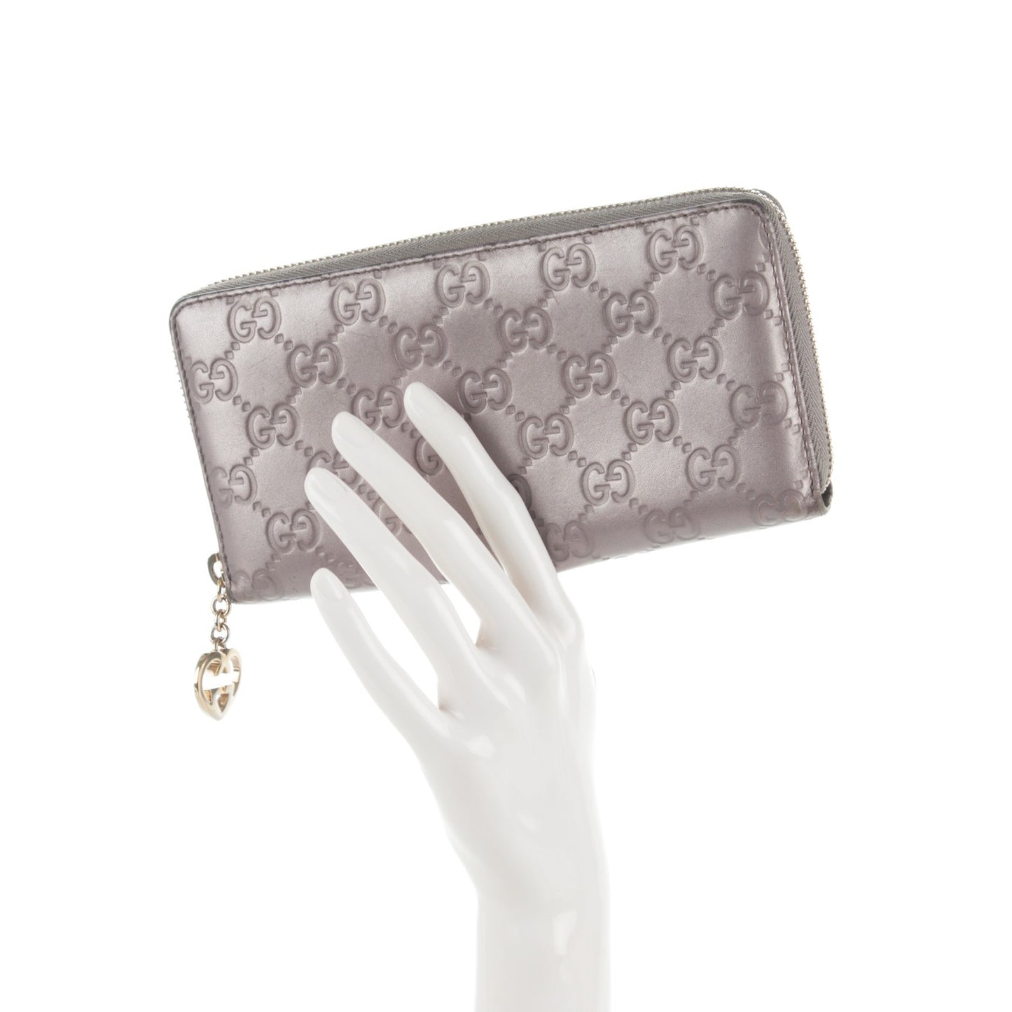 Metallic Soft Guccissima Margaux Calfskin Lovely Zip Around Wallet Senanque