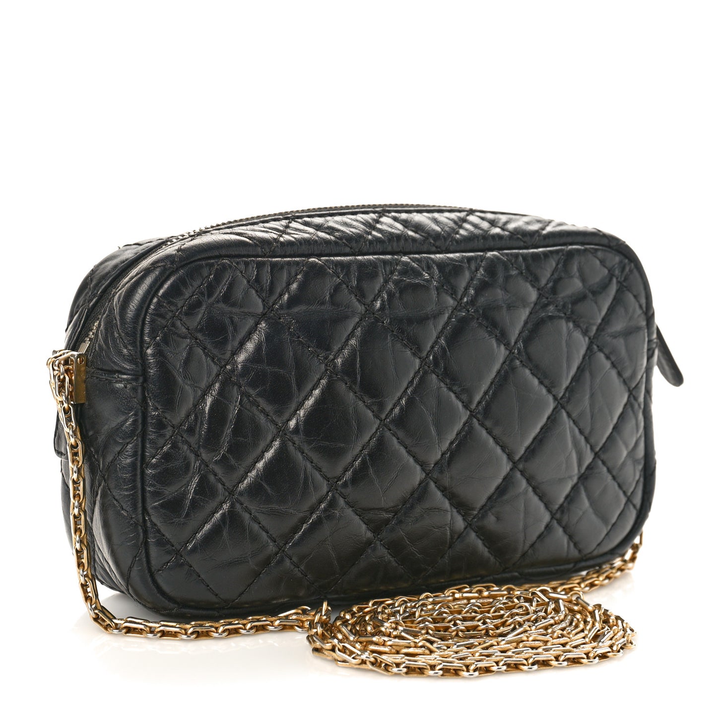Aged Calfskin Quilted Mini Lucky Charm Reissue Camera Case Black