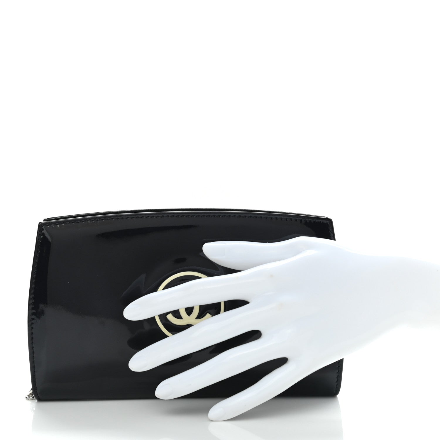 Chanel Patent CC Trousse Maquil Yen Wallet Black 2 of 10