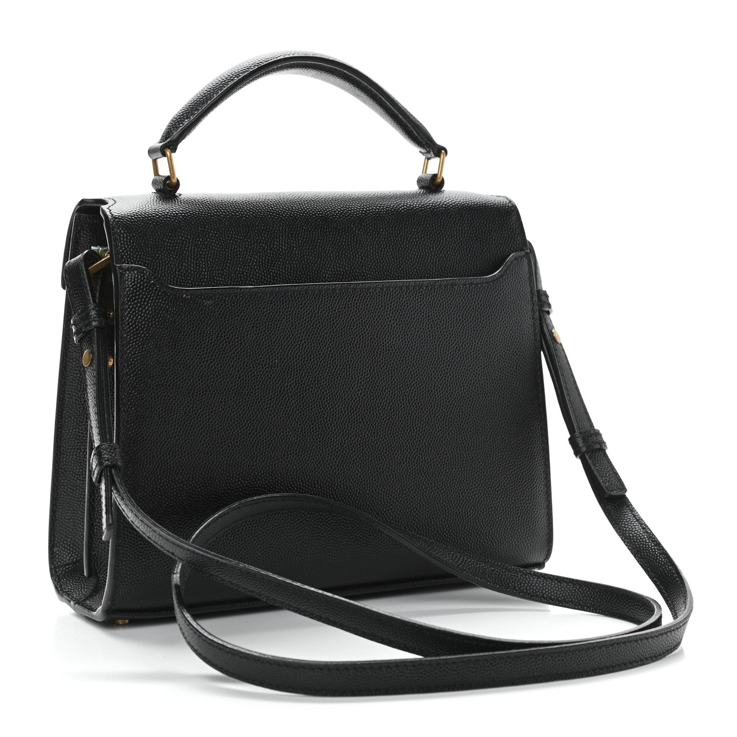 Saint Laurent Grain de Poudre Mini Classic Monogram Cassandra Top Handle Black Rouge Legion 3 of 11