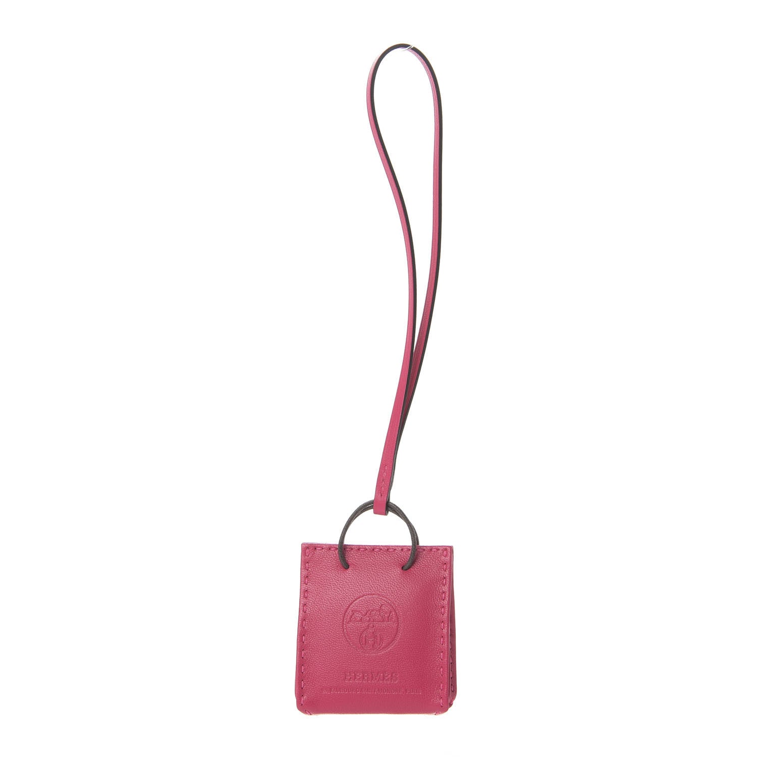 Hermes Milo Lambskin Swift Shopping Bag Charm Rose Mexico 1 of 4