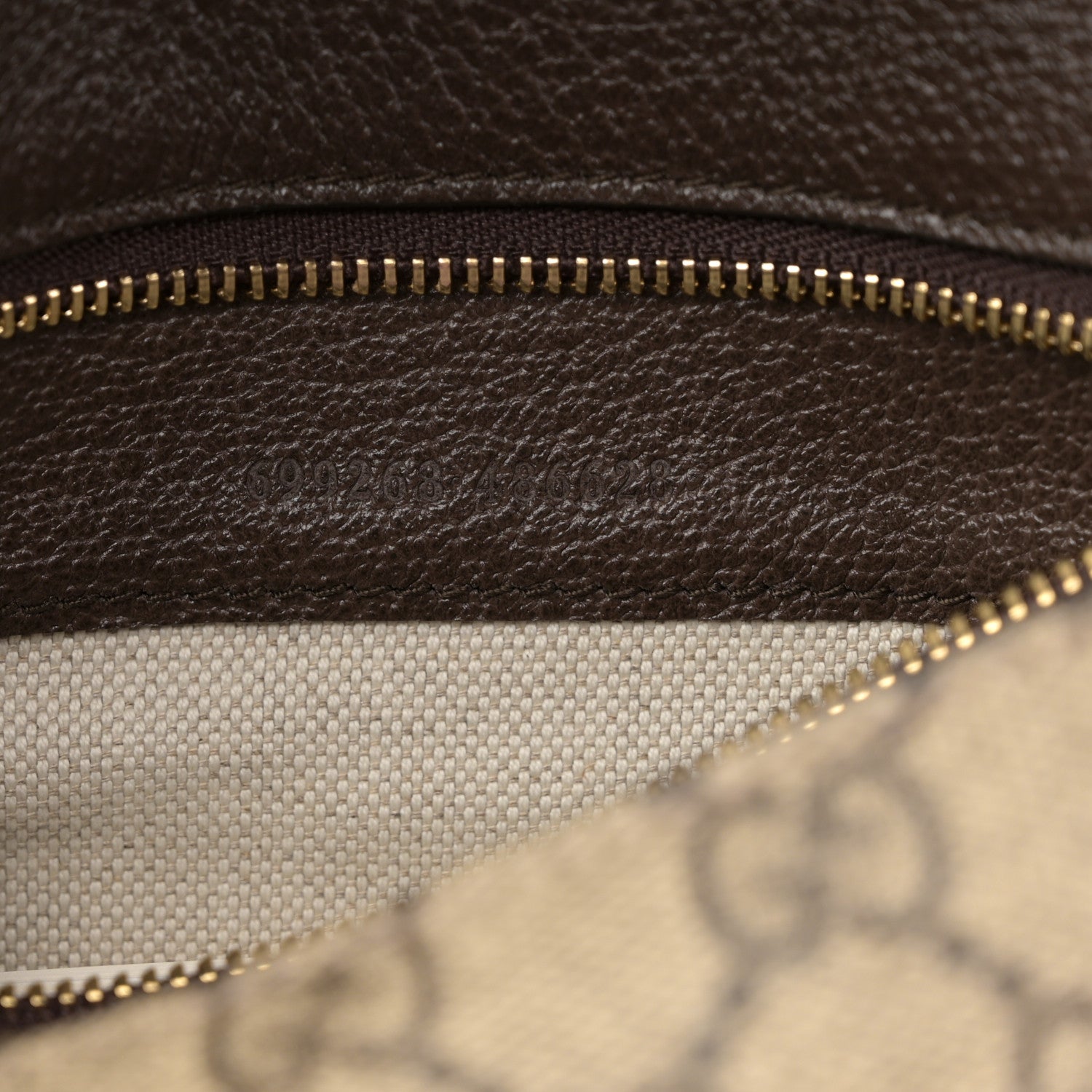 Gucci GG Supreme Monogram Textured Dollar Calfskin Blondie Chain Shoulder Flap Bag Beige Ebony New Acero 7 of 10