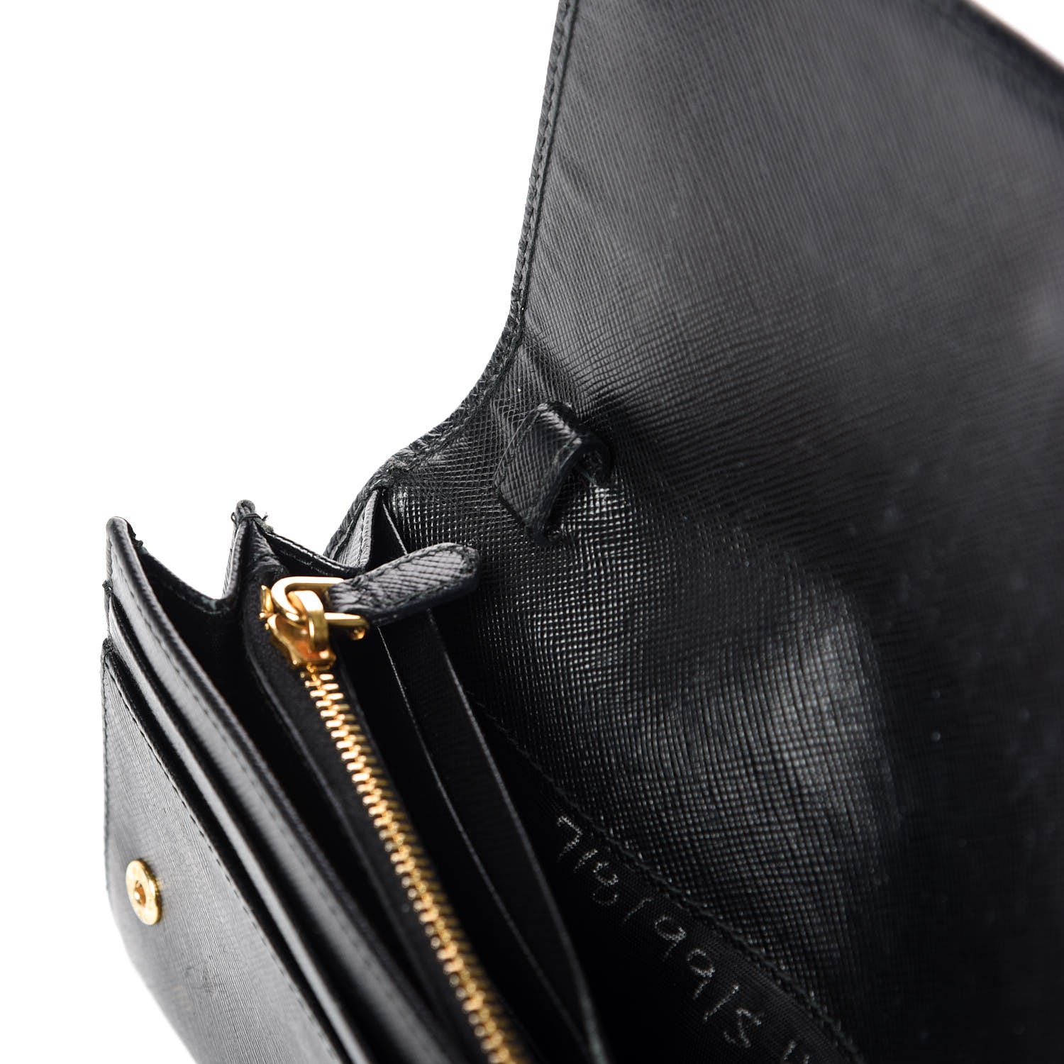 Prada Saffiano Metal Oro Chain Wallet Black 17 of 17
