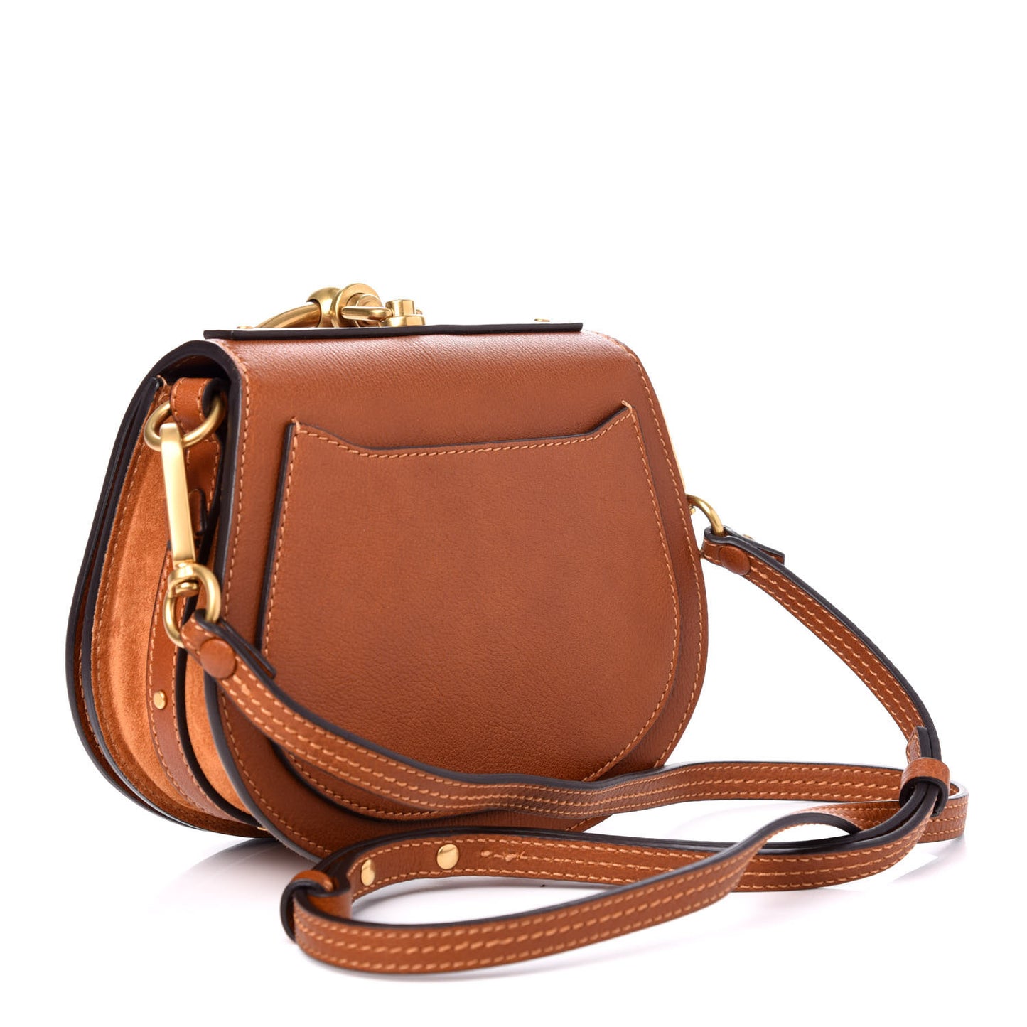 Calfskin Suede Small Nile Bracelet Bag Caramel
