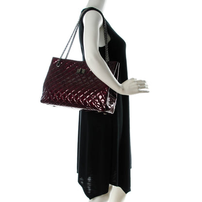Chanel Patent Calfskin Quilted Reissue 2.55 Tote Burgundy 2 of 7