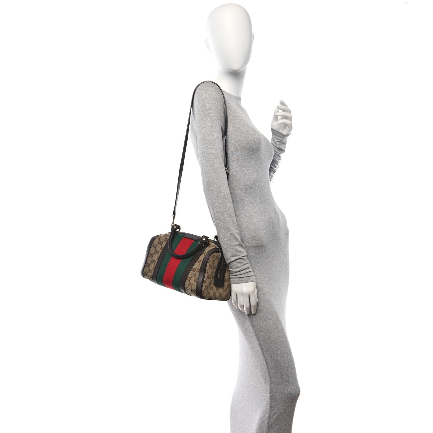 Gucci Monogram Vintage Web Small Boston Dark Brown 2 of 10