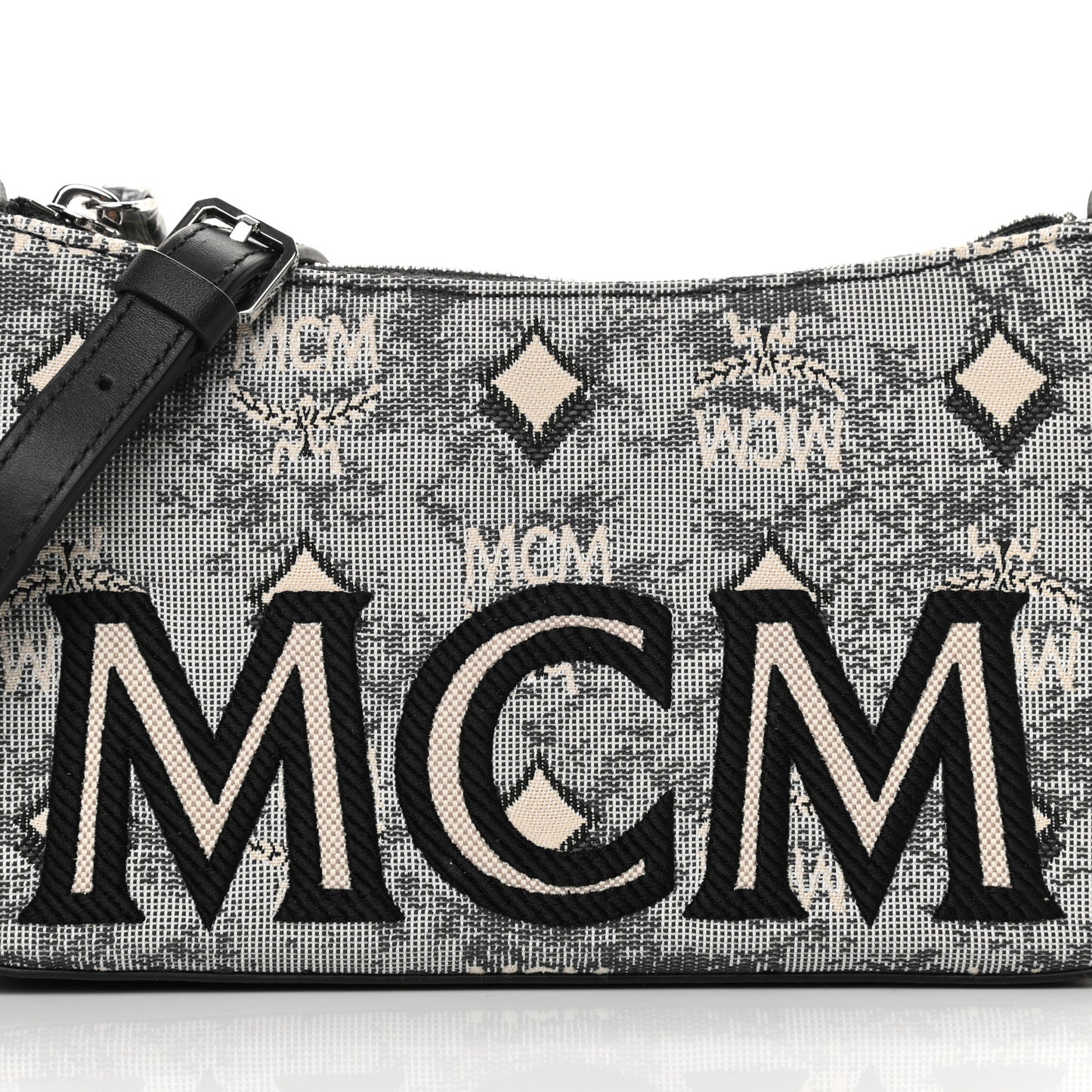 Vintage Jacquard Monogram Mini Aren Shoulder Bag Grey