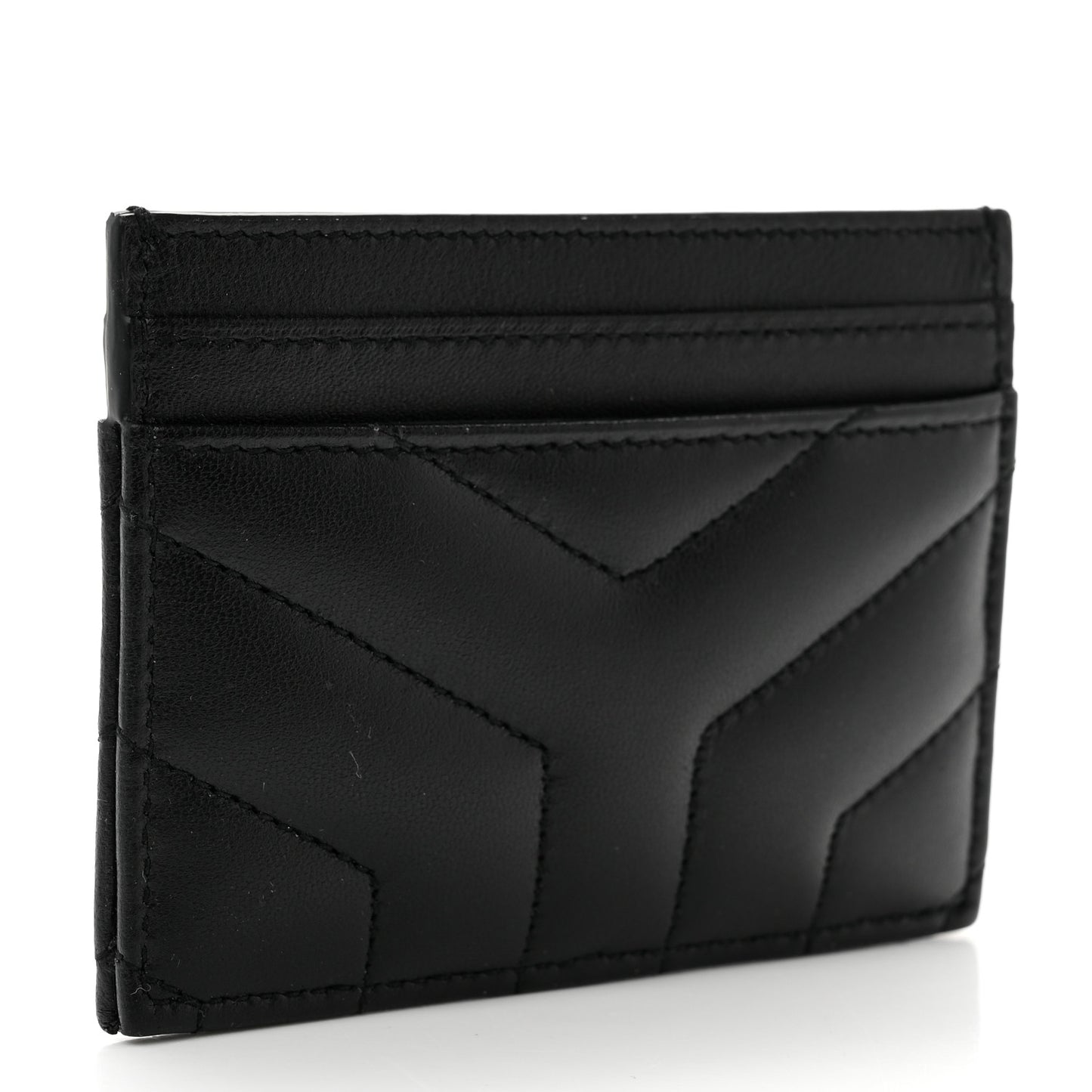 Calfskin Y Quilted Monogram LouLou Credit Card Case Black