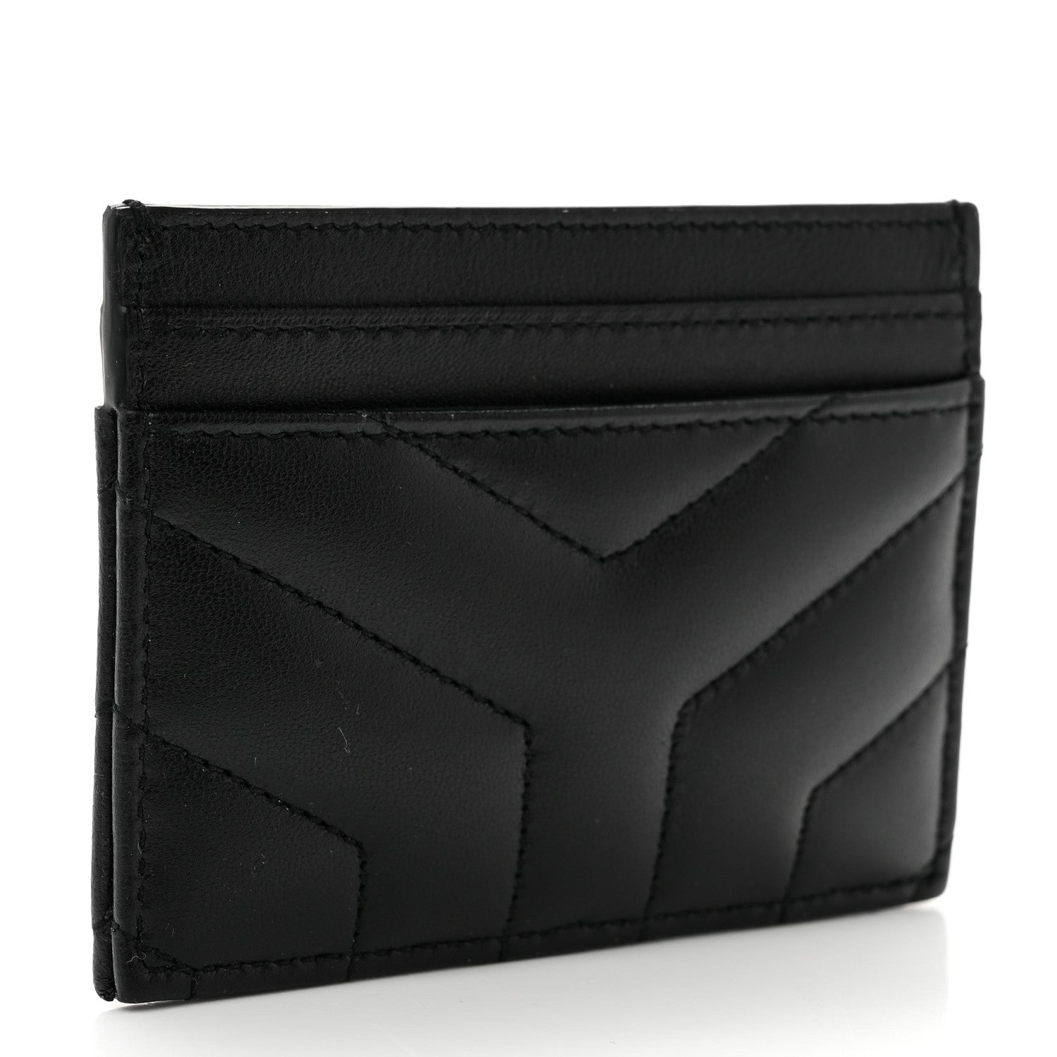 Saint Laurent Calfskin Y Quilted Monogram LouLou Credit Card Case Black 3 of 7