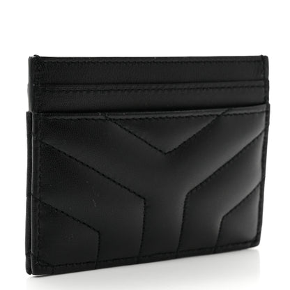 Saint Laurent Calfskin Y Quilted Monogram LouLou Credit Card Case Black 3 of 7