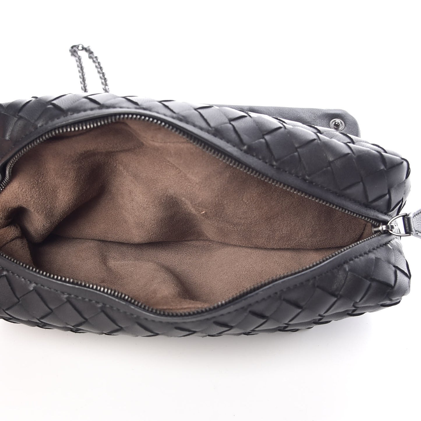 Nappa Intrecciato Mini Chain Messenger Black