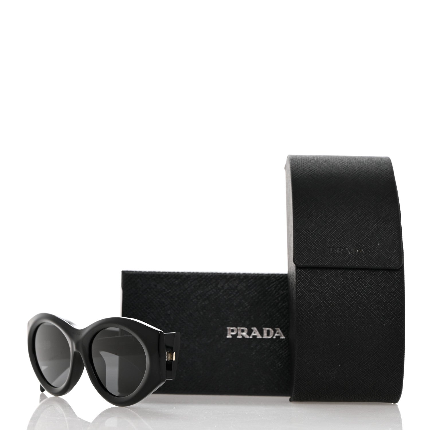 Prada Acetate Oval Symbole Sunglasses SPR 20Z Black 8 of 8
