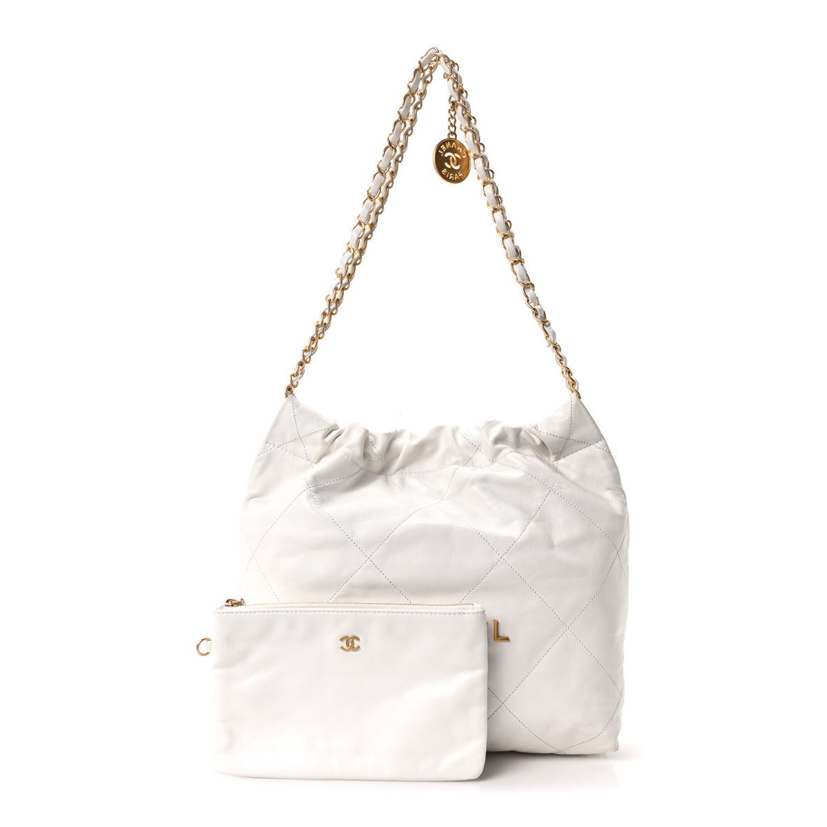 Chanel Shiny Calfskin Quilted Small Chanel 22 White 3 of 11