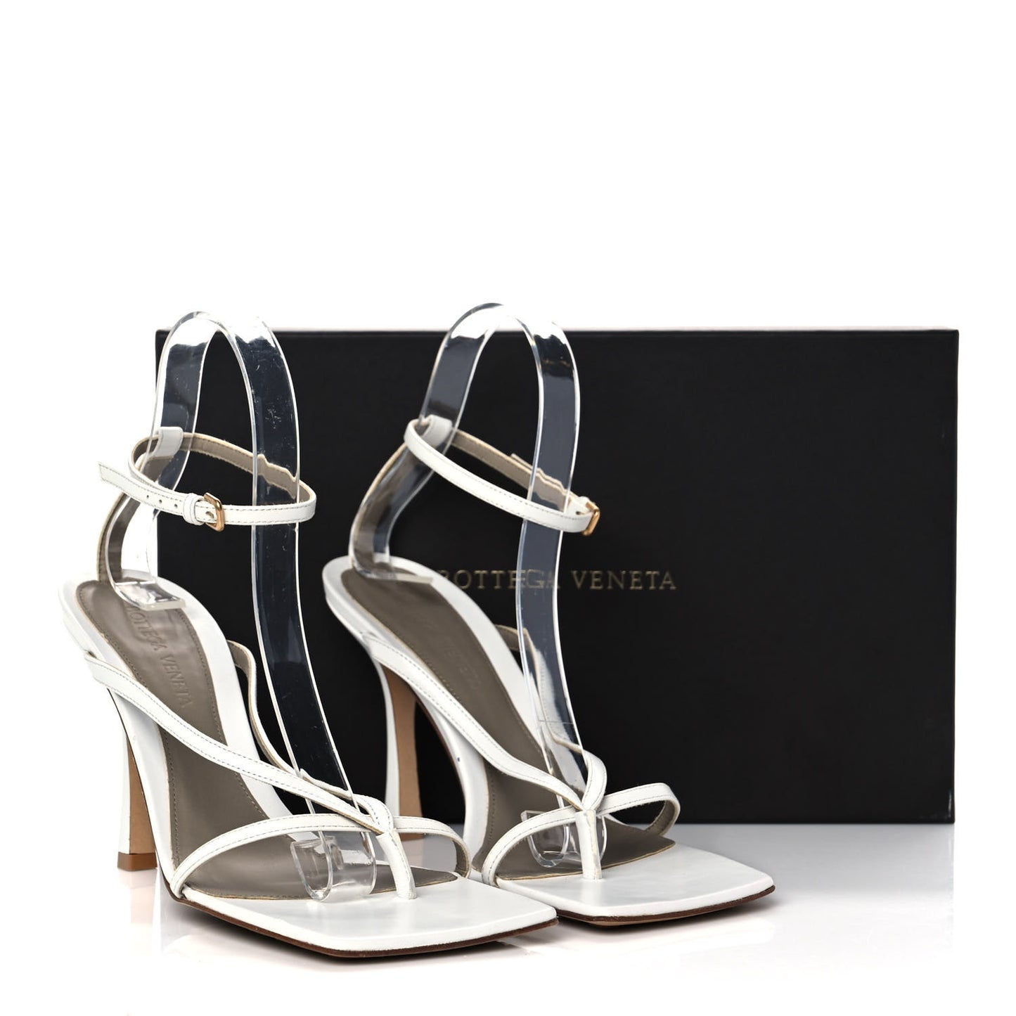 Lambskin Stretch Multi Strap 90mm Sandals 39 Optic White