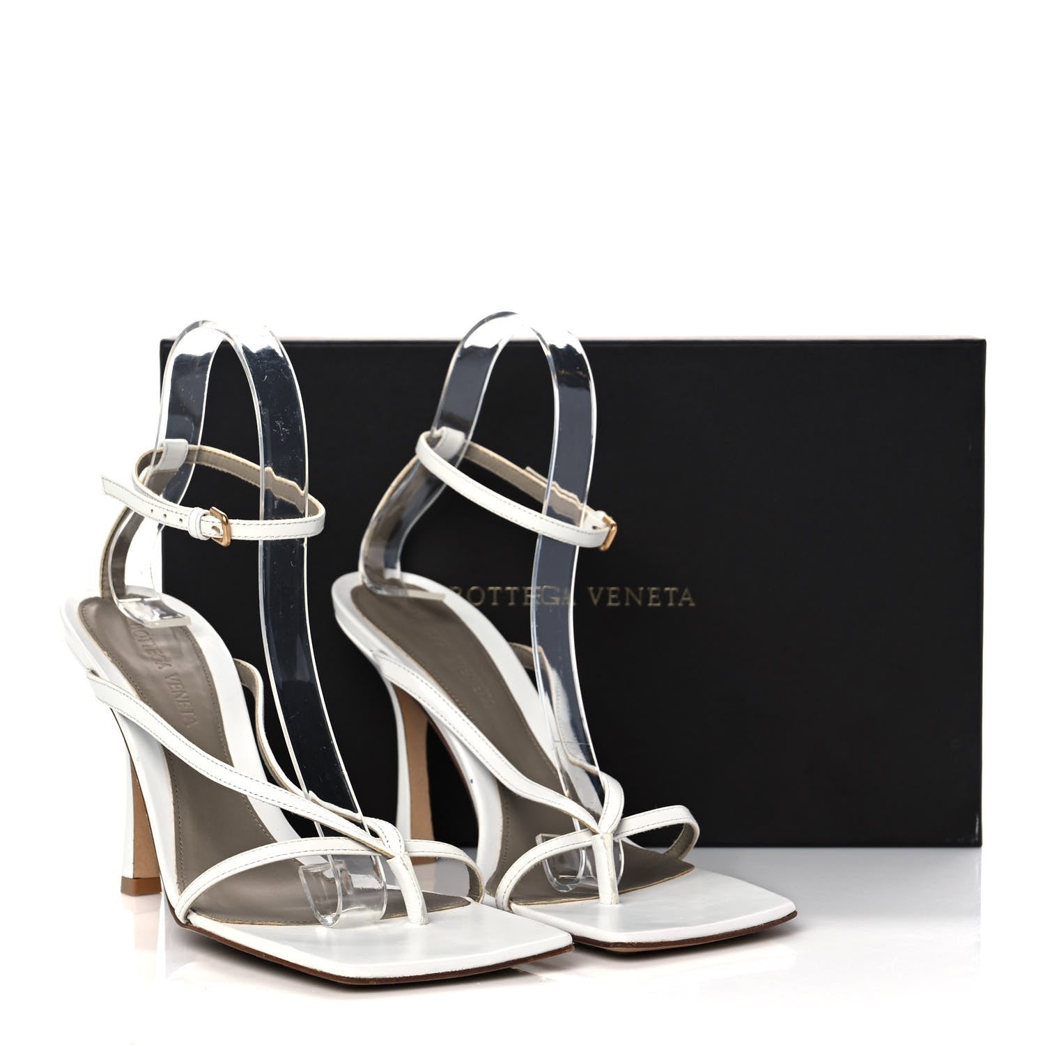 Bottega Veneta Lambskin Stretch Multi Strap 90mm Sandals 39 Optic White 12 of 12