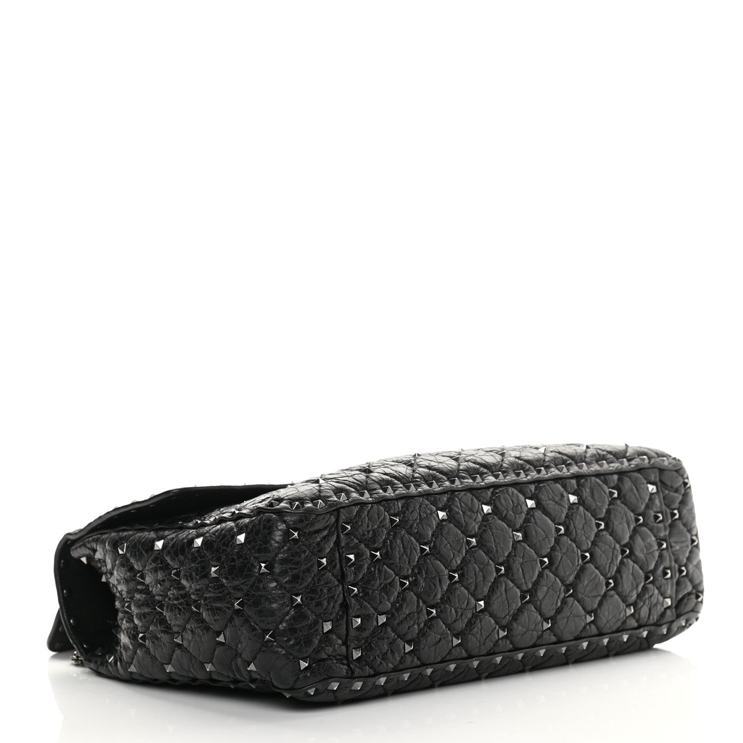 Valentino Garavani Craquele Nappa Large Rockstud Spike Shoulder Bag Black 4 of 15
