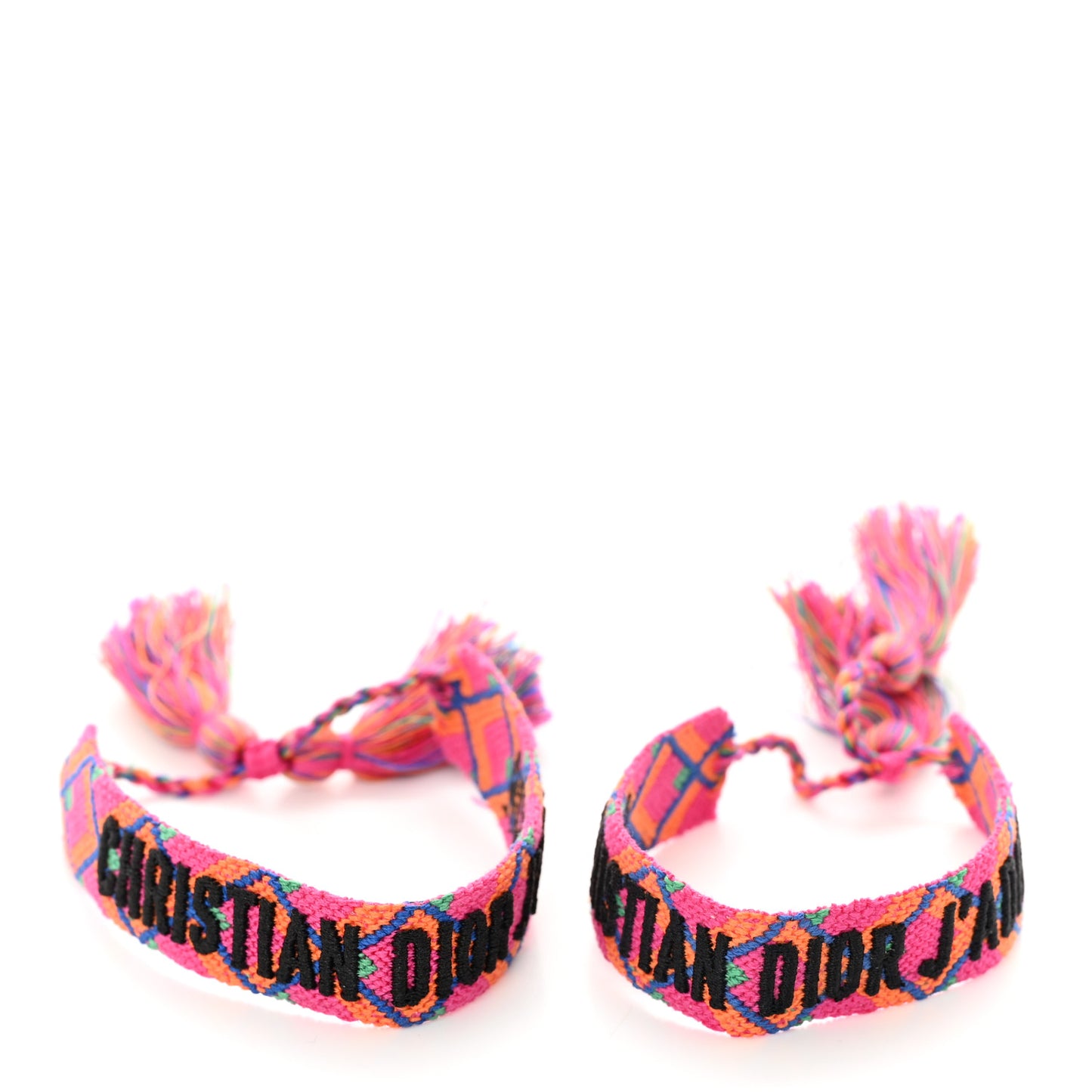 Woven Cotton J Adior Friendship Bracelet Set Pink Multicolor