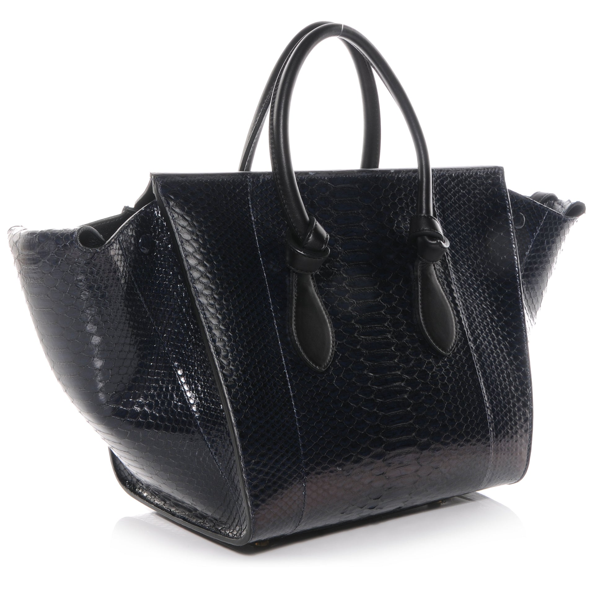 Celine Python Small Tie Knot Tote Navy 3 of 8