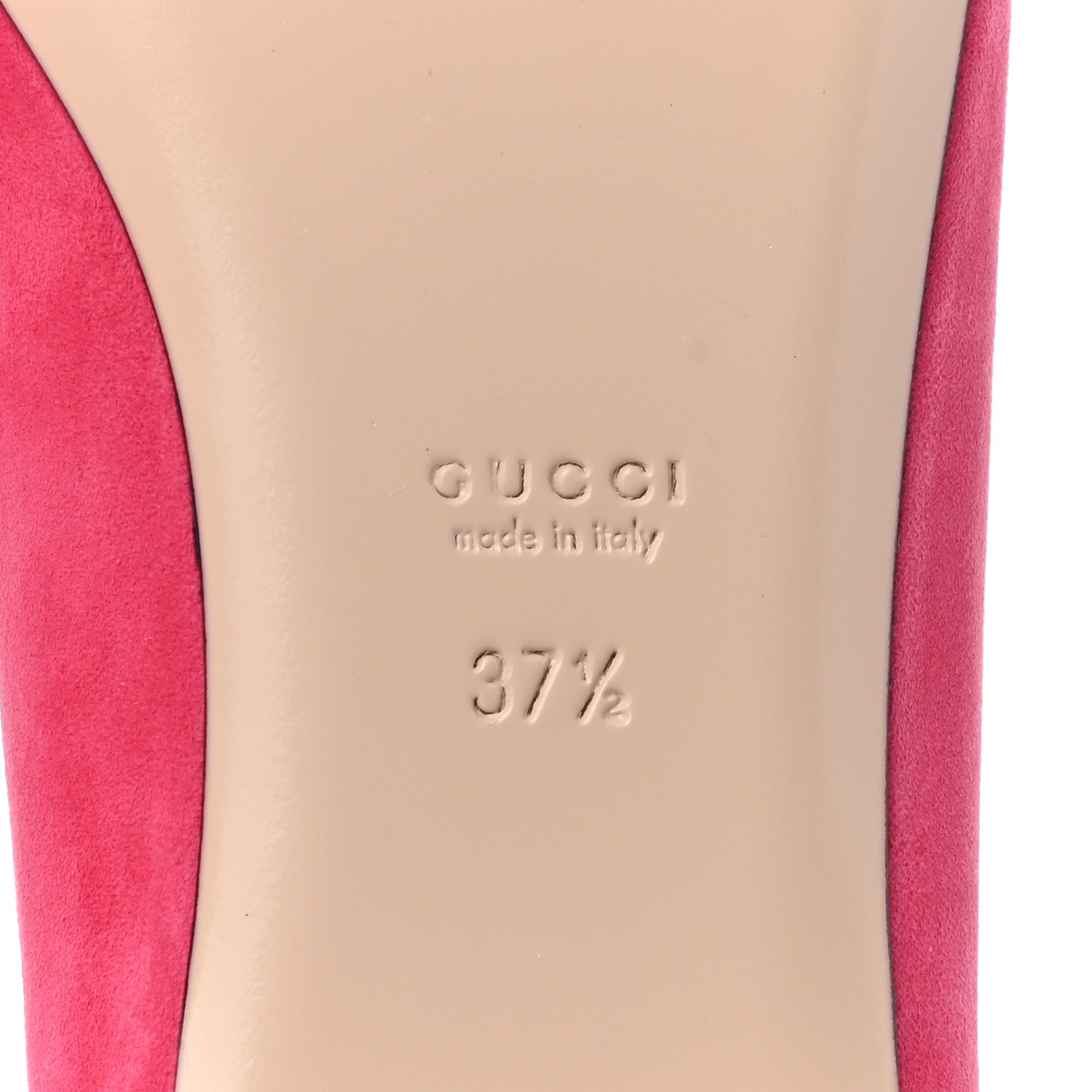 Gucci Kid Scamosciato GG Marmont Fringe Flats 37.5 Hot Pink 6 of 9