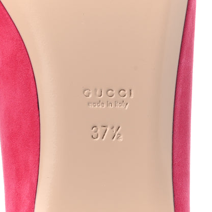 Gucci Kid Scamosciato GG Marmont Fringe Flats 37.5 Hot Pink 6 of 9