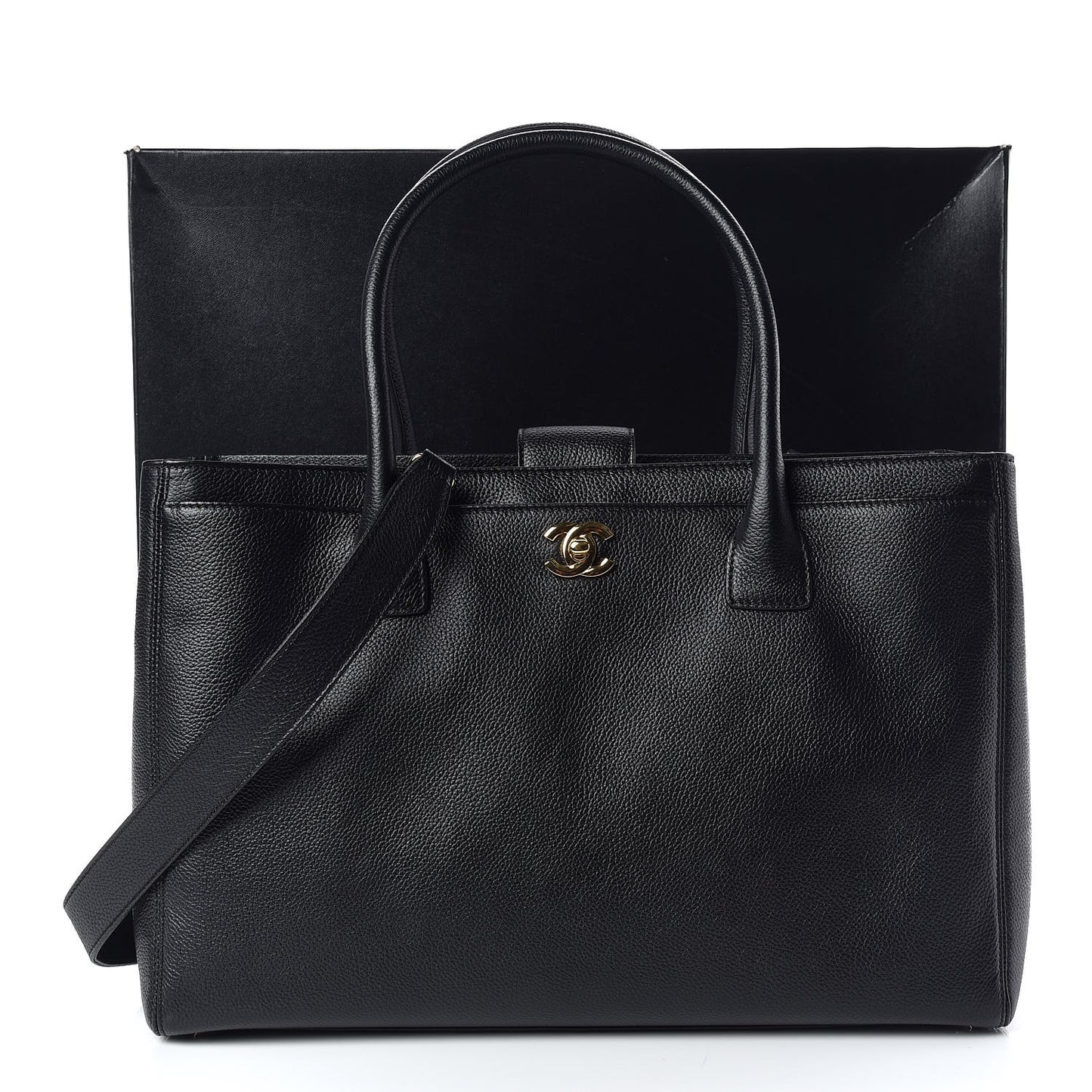 Calfskin Cerf Shopper Tote Black