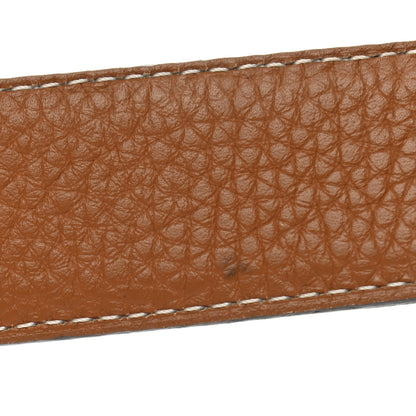 Hermes Togo 32mm H Belt 90 Bleu de Malte Gold 8 of 9
