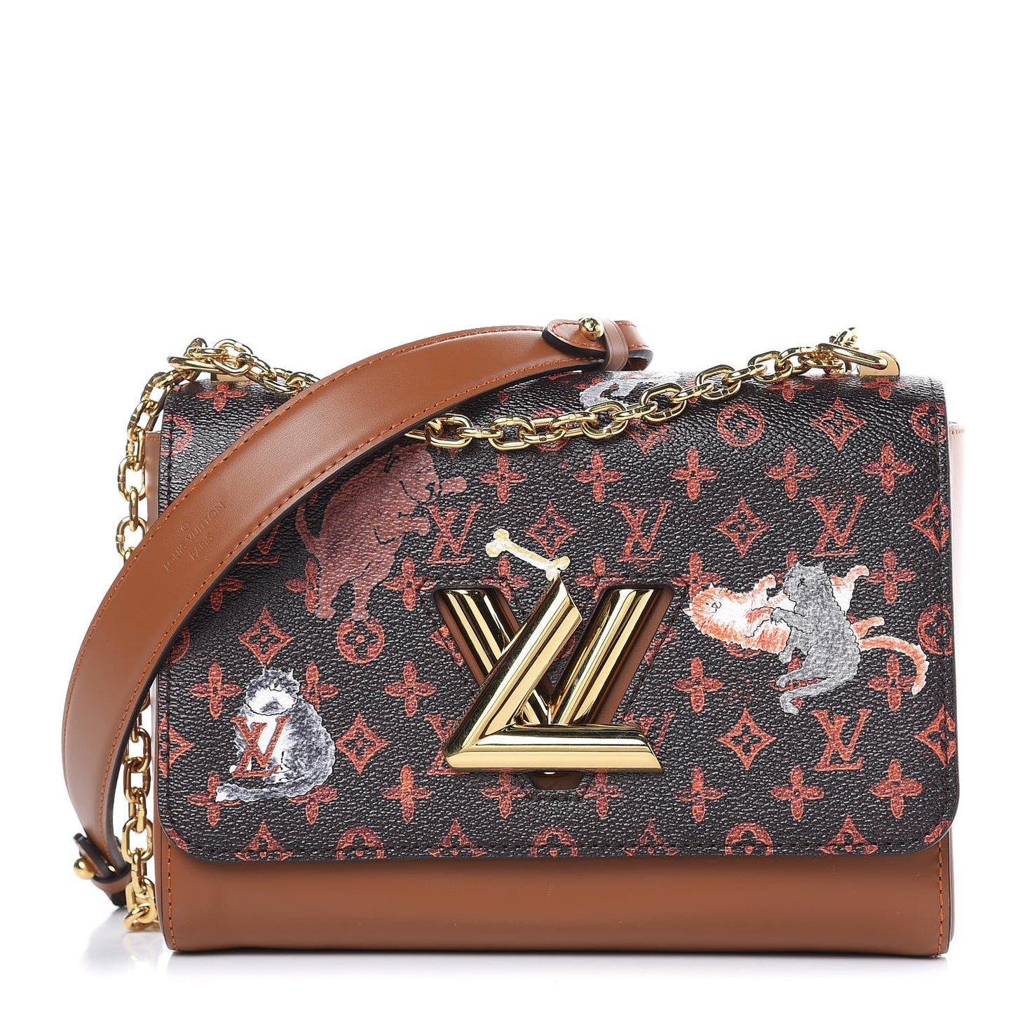 Calfskin Catogram Twist Shoulder Bag MM Marron