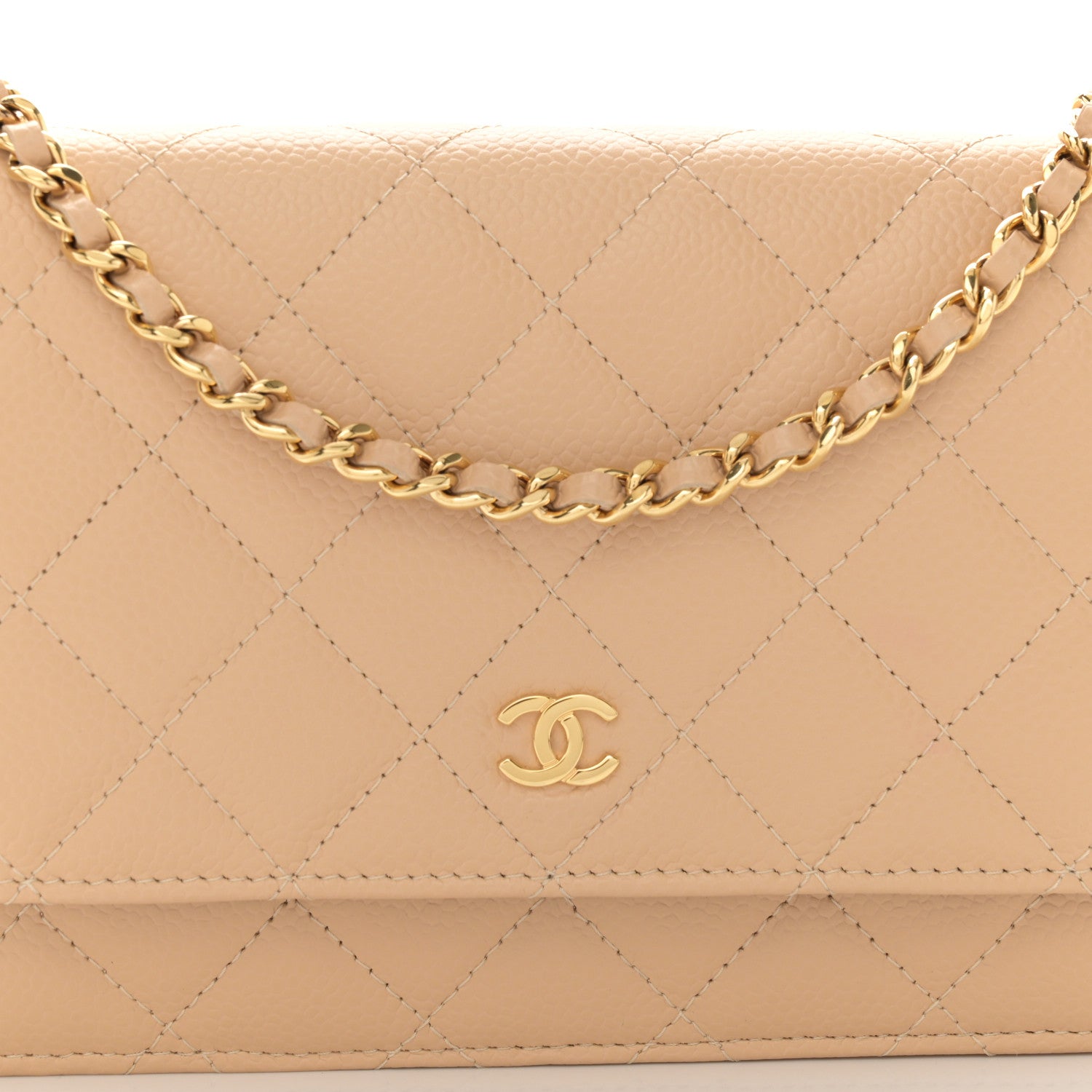 Chanel Caviar Quilted Wallet On Chain WOC Beige 9 of 12