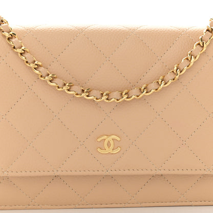Chanel Caviar Quilted Wallet On Chain WOC Beige 9 of 12