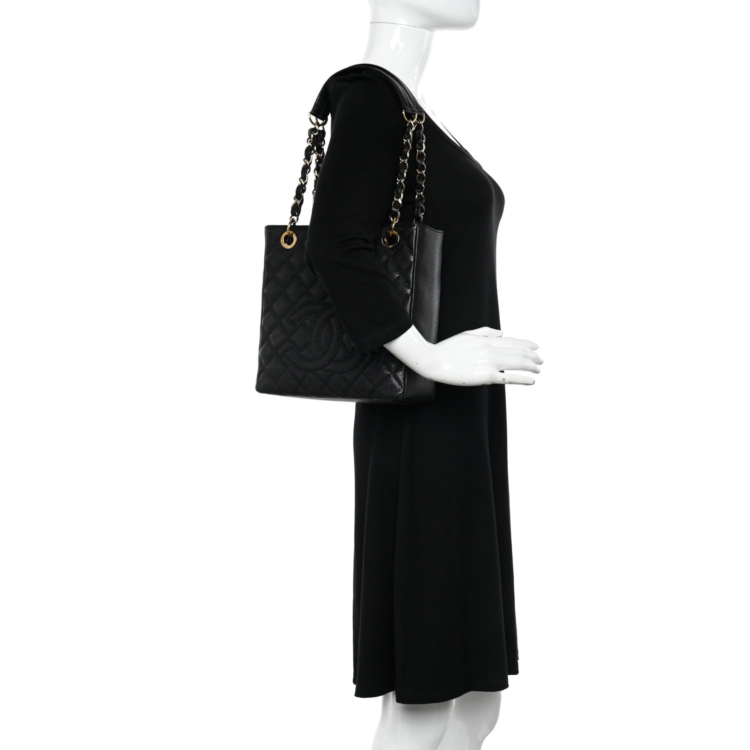 Chanel Caviar Quilted Petit Shopping Tote PST Black 2 of 12