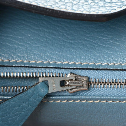 Hermes Taurillon Clemence Birkin 35 Blue Jean 18 of 40
