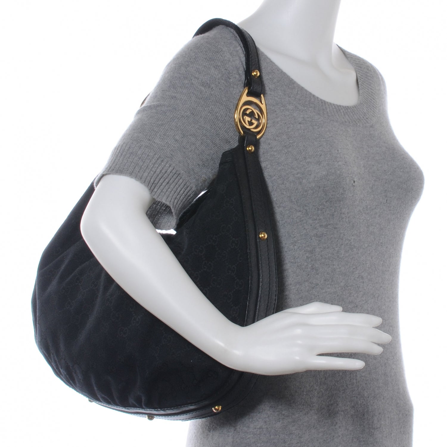 Gucci Monogram Medium Interlocking Tote Black 2 of 8