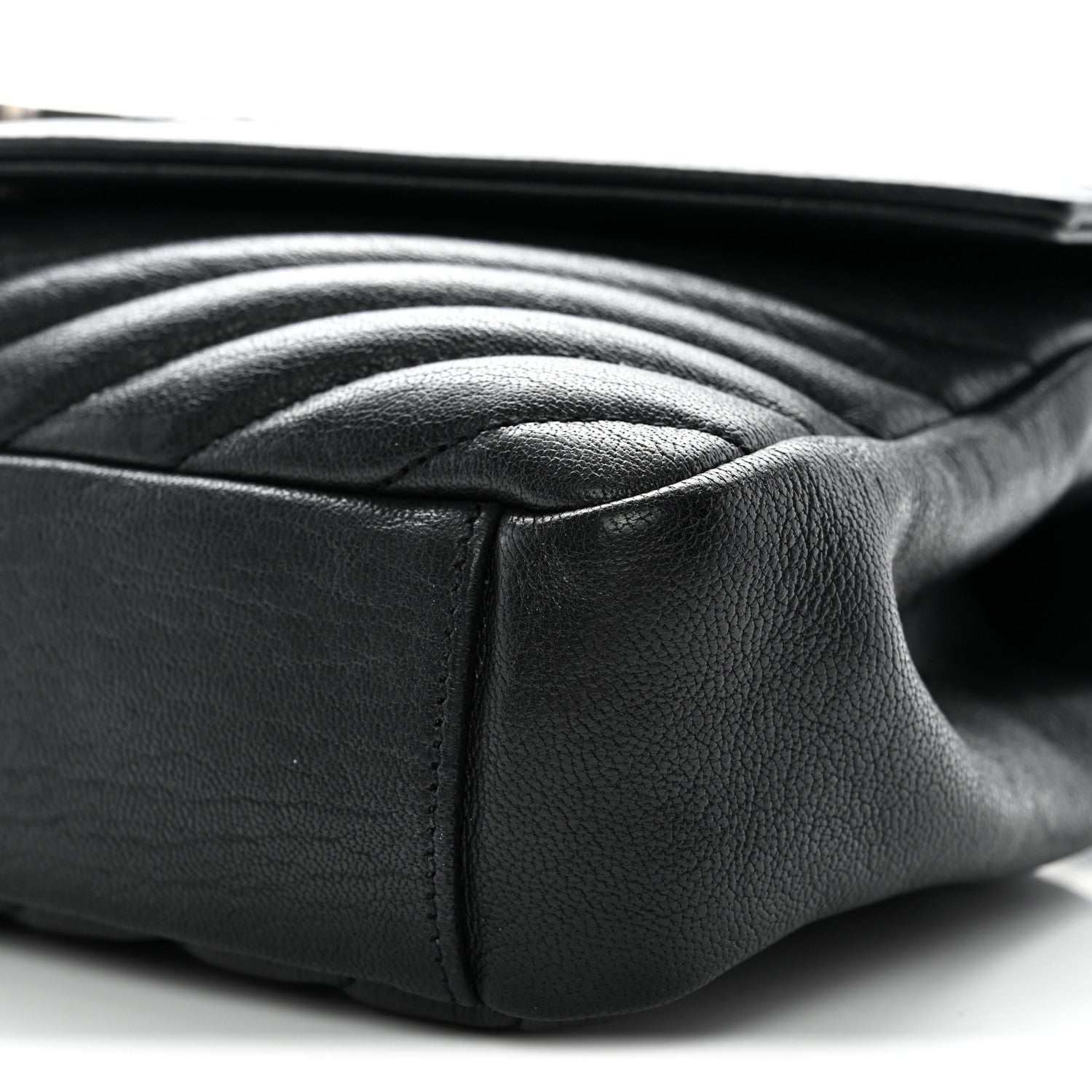 Saint Laurent Sheepskin Matelasse Chevron Monogram Medium College Bag Black 10 of 12