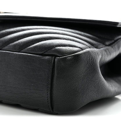 Saint Laurent Sheepskin Matelasse Chevron Monogram Medium College Bag Black 10 of 12