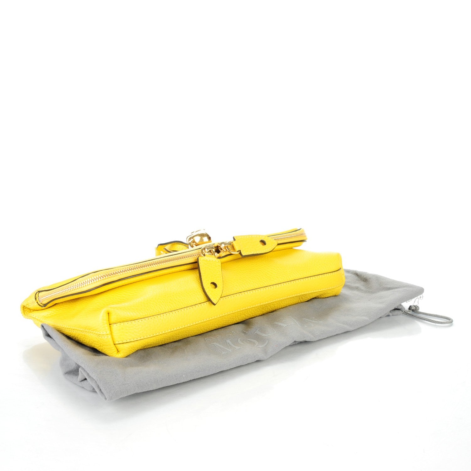 Alexander McQueen Grainy Calfskin Padlock Skull Clutch Yellow 4 of 7