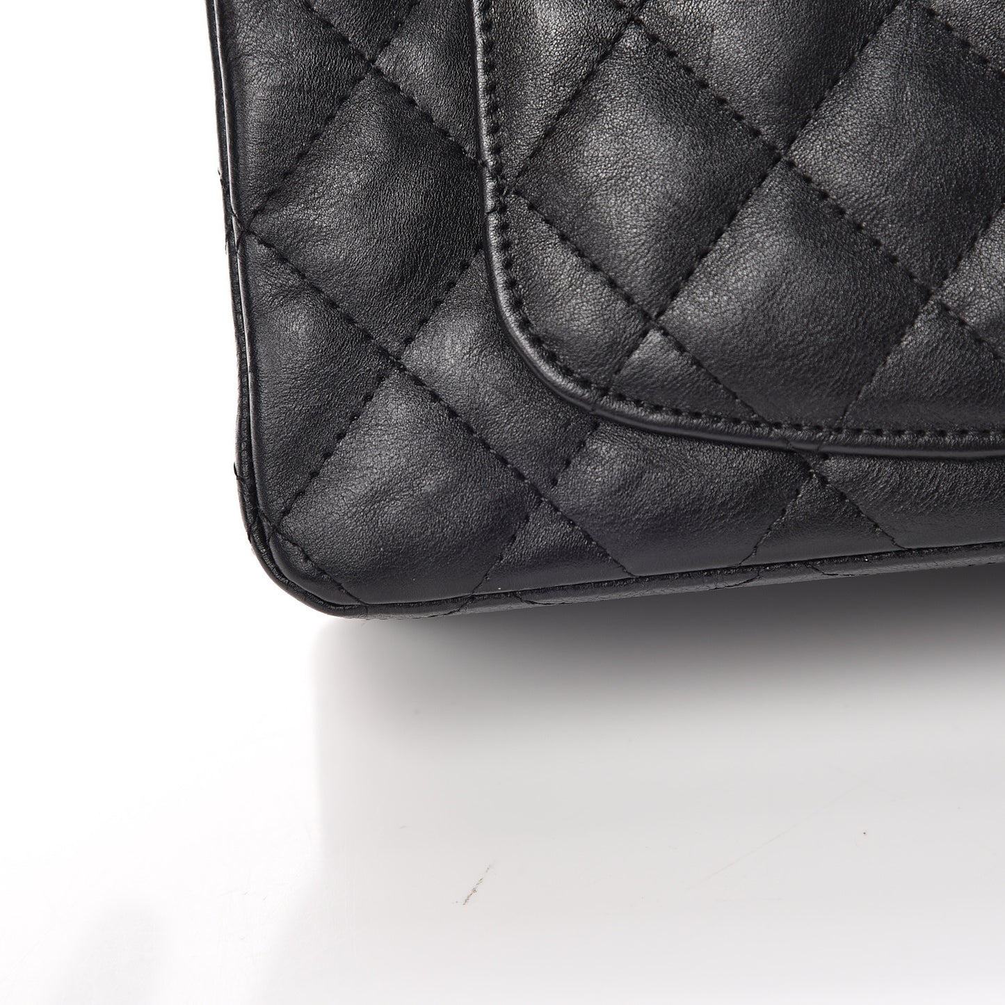 Crumpled Calfskin Quilted Mini Rectangular Flap So Black