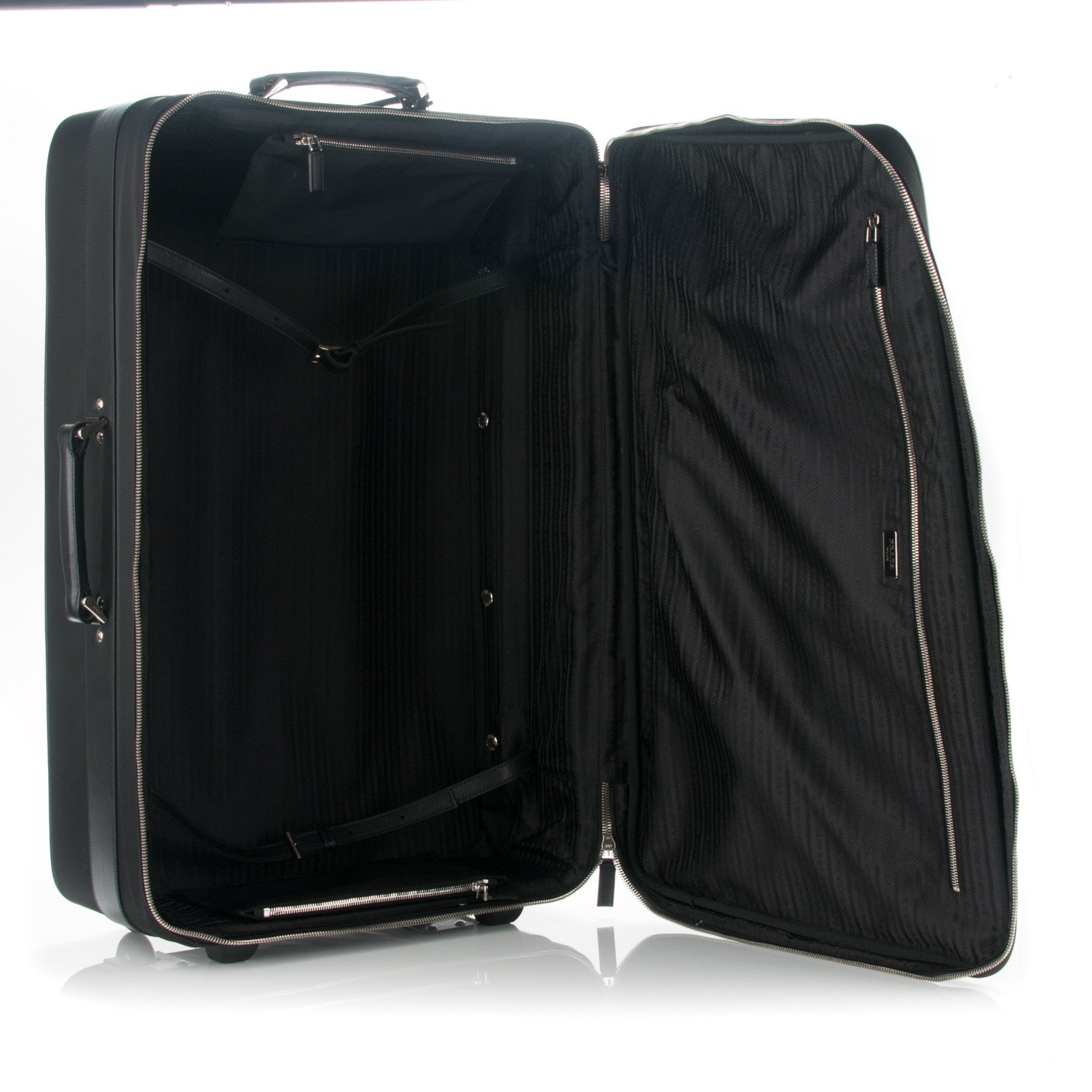 Prada Tessuto Saffiano Trolley Luggage Nero Black 5 of 8