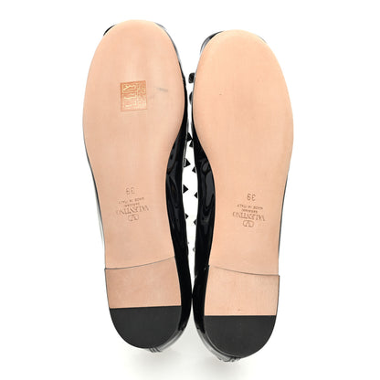 Valentino Garavani Patent Nappa Rockstud Ballerina Flats 39 Black 5 of 8