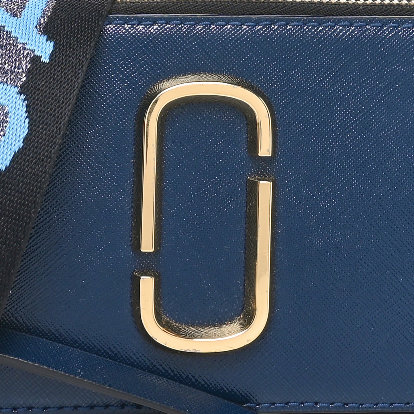 Metallic Saffiano Glitter Small Snapshot Camera Bag Blue Sea